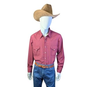 Vintage MWG Burgundy Western Pearl Snap | Made In Canada | XL